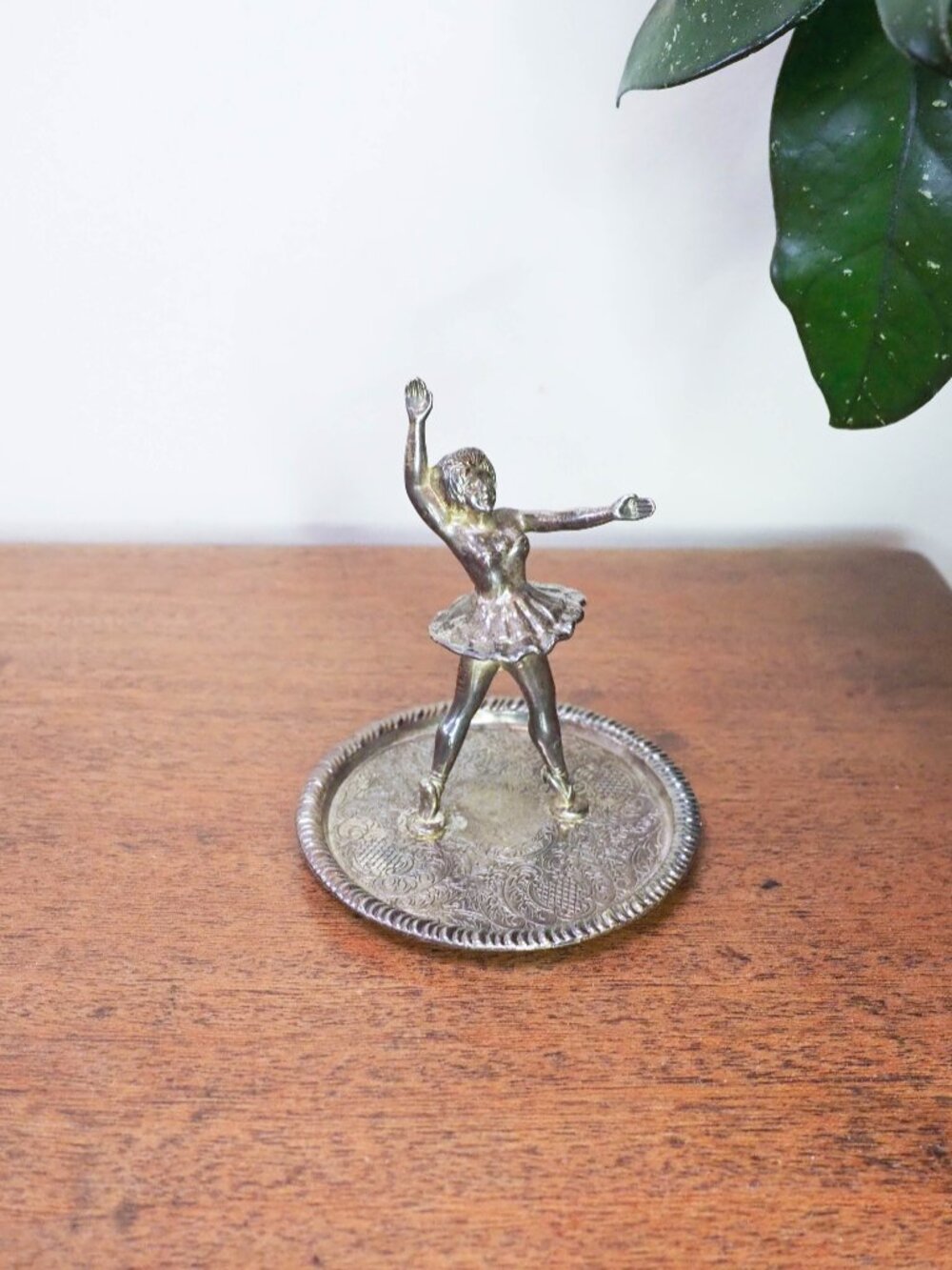 Vtg Silver Plate Ballerina Ring Dish -  Silver Toned Jewelry Dish - Vanity Decor